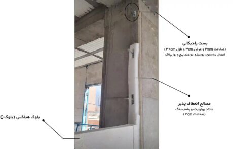 جدا سازی دیوار از جنس هبلکس از ستون با استفاده از بست رادیکالی